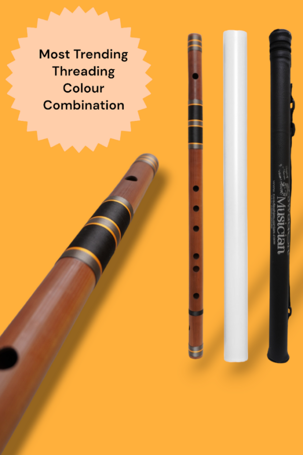 G Sharp Base 24.5 Inches Oil Treated Fry Bamboo Flute Bansuri Tuned 440Hz With Carry Bag
