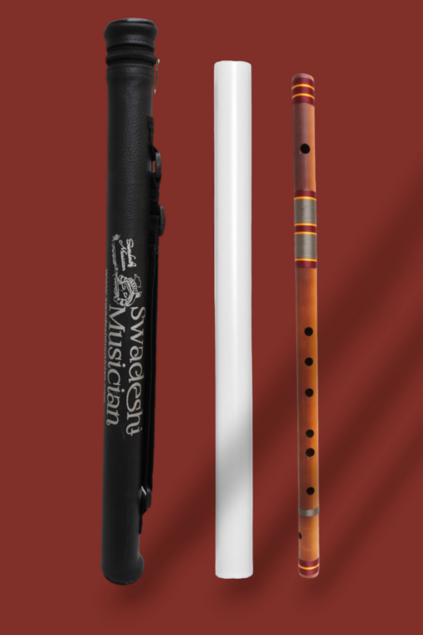 F Natural Base 28.5 Inches Oil Treated Fry Bamboo Flute Bansuri Tuned 440Hz With Carry Bag