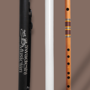 A Natural Base 23 Inches Right Hand Oil Treated Fry Bamboo Flute Bansuri With Carry Bag
