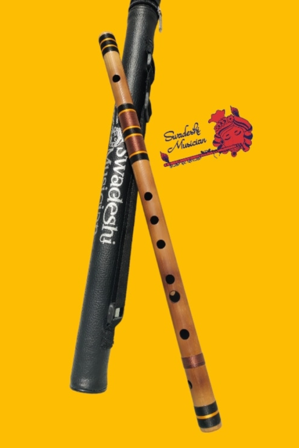 C Sharp Medium 18.5 Inches Oil Treated Fry Bamboo Flute Bansuri Tuned 440Hz With Carry Bag